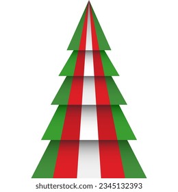 Merry Christmas and Happy New Year. Christmas tree - origami. Peru vector flag in geometric polygonal style.
Vector illustration.