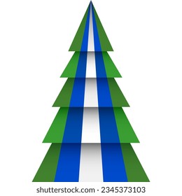 Merry Christmas and Happy New Year. Christmas tree - origami. Nicaragua vector flag in geometric polygonal style.
Vector illustration.