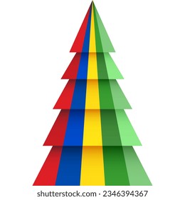 Merry Christmas and Happy New Year. Christmas tree - origami. Mauritius vector flag in geometric polygonal style.
Vector illustration.
