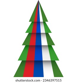Merry Christmas and Happy New Year. Christmas tree - origami. Serbia vector flag in geometric polygonal style.
Vector illustration.