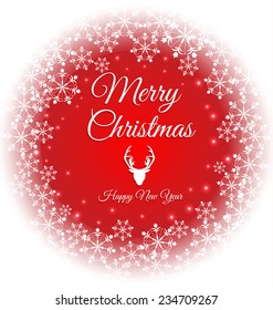 Merry christmas and happy new year text on snow background