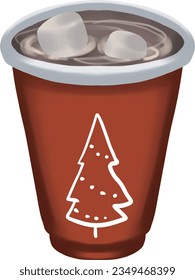 Merry Christmas and Happy New Year - Hot Choccolate in red cup