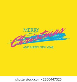 Merry Christmas and Happy New Year handlettering. Gold letters on the black background. Good for banner, poster, flyer, greeting card, web design.