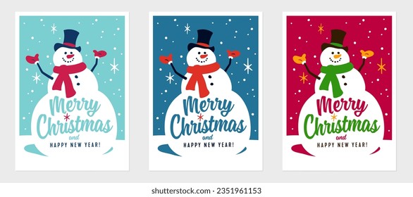 Merry Christmas and Happy New Year greeting card in three color options.