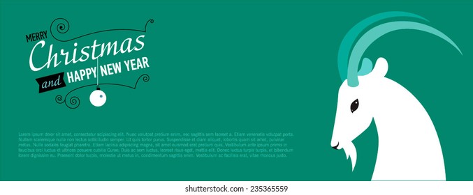 Merry Christmas and Happy new year card for 2015 year of Goat and Sheep