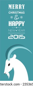 Merry Christmas and Happy new year card for 2015 year of Goat and Sheep