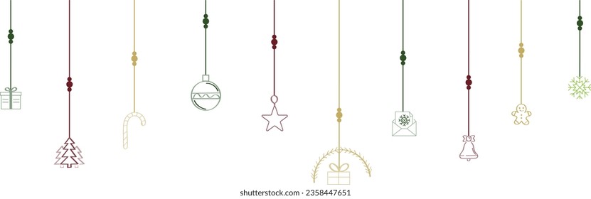 Merry Christmas and Happy New Year. Background with realistic festive 3d gifts box. Xmas present. white with red ribbon gift surprise, Golden Christmas baubles, balls, New Year 2023 Text.