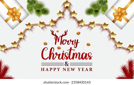 Merry christmas and happy new year promotion banner design vector.