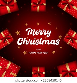 Merry christmas and happy new year promotion banner design vector.