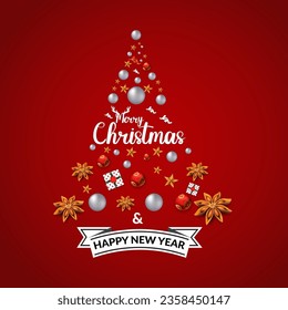 Merry christmas and happy new year promotion banner design vector.