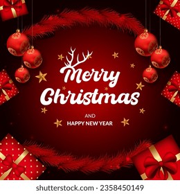 Merry christmas and happy new year promotion banner design vector.