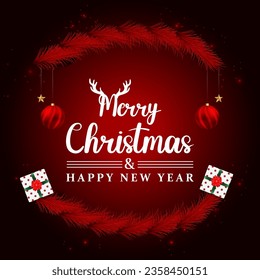 Merry christmas and happy new year promotion banner design vector.