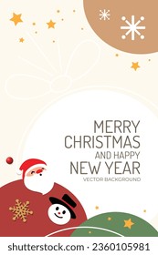 Merry Christmas and Happy New Year Greeting Card Vector - Traditional Holiday Celebration Illustration with Snowflakes and Golden Ornaments