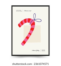 Merry Christmas and Happy New Year vertical flyer or poster template. Modern trendy Matisse minimal style. Hand drawn design for wallpaper, wall decor, print, postcard, cover, template, banner.
