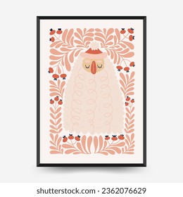 Merry Christmas and Happy New Year vertical flyer or poster template. Modern trendy Matisse minimal style. Hand drawn design for wallpaper, wall decor, print, postcard, cover, template, banner.