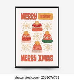 Merry Christmas and Happy New Year vertical flyer or poster template. Modern trendy Matisse minimal style. Hand drawn design for wallpaper, wall decor, print, postcard, cover, template, banner.