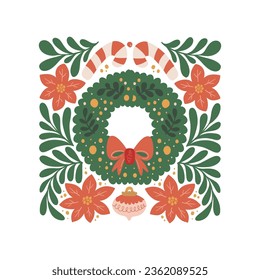 Feliz Navidad y feliz ilustración de Año Nuevo. Moderna moda Matisse minimalista. Diseño dibujado a mano para papel pintado, decoración de pared, impresión, postal, cubierta, plantilla, banner.