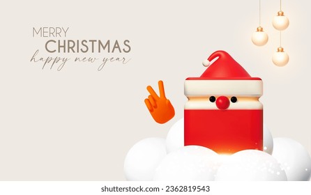 Merry Christmas and Happy New Year design template with gift box, snowflake and Santa Claus. Happy holidays. Special season offer