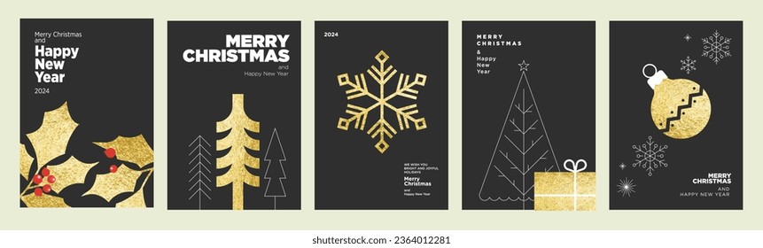 Merry Christmas and Happy New Year greeting cards. Vector illustration concepts for background, greeting card, party invitation card, website banner, social media banner, marketing material.