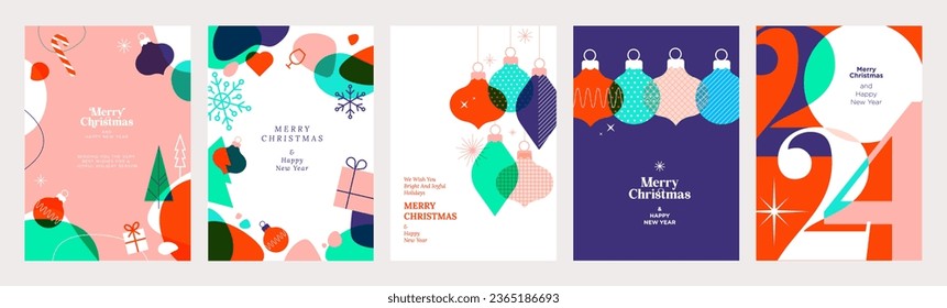 Merry Christmas and Happy New Year 2024 greeting cards. Vector illustration concepts for background, greeting card, party invitation card, website banner, social media banner, marketing material.
