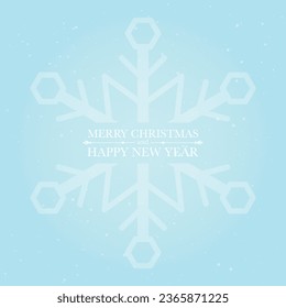 Merry Christmas and Happy New Year with snowflake minimal style greeting card template.