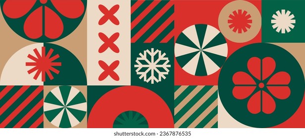 Merry Christmas and happy new year pattern background vector. Decorative elements of snowflake, sparkle, flower, gift, candy. Design for banner, card, cover, poster, advertising.wallpaper, packaging.