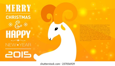 Merry Christmas and Happy new year card for 2015 year of Goat and Sheep