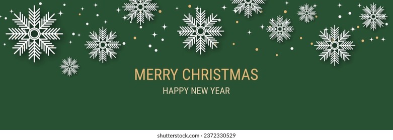 Merry Christmas and Happy New Year vector illustration. Banner, invitation card, coupon, web header template