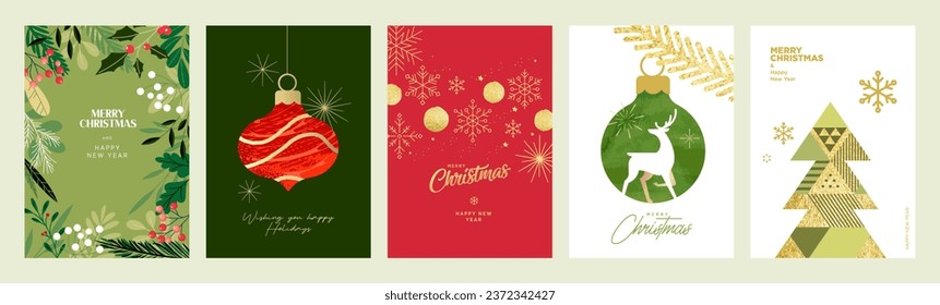 Merry Christmas and Happy New Year greeting cards. Vector illustration concepts for background, greeting card, party invitation card, website banner, social media banner, marketing material.