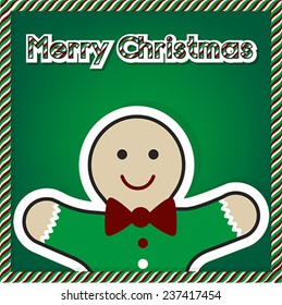 Merry Christmas and Happy New Year background Gingerbread cookie. Blank Greeting card. Winter holiday background, vector