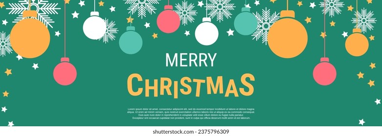 Merry Christmas and Happy New Year flat design style vector illustration. Banner, invitation card, coupon, web header template