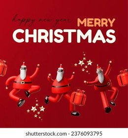 Merry Christmas and Happy New Year design template with gift box, snowflake and Santa Claus. Happy holidays. Special season offer