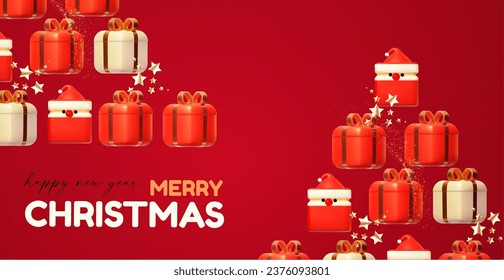 Merry Christmas and Happy New Year design template with gift box. Happy holidays. Special season offer