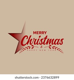 Merry Christmas and happy new year Typography vector design. paper cut style. Illustration vector design for your project 