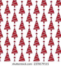 Merry Christmas and Happy New Year. Festive seamless pattern in red and white colors. Vector illustration.