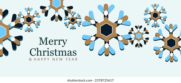 Merry Christmas and Happy New Year. Christmas background with abstract snowflake.Vector illustration.	