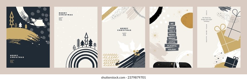 Merry Christmas and Happy New Year greeting cards. Vector illustration concepts for background, greeting card, party invitation card, website banner, social media banner, marketing material.