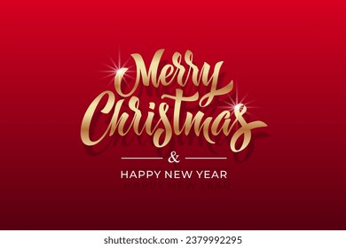 Merry Christmas and Happy New Year hand lettering calligraphy. Vector holiday illustration element. Typographic element for congratulations.