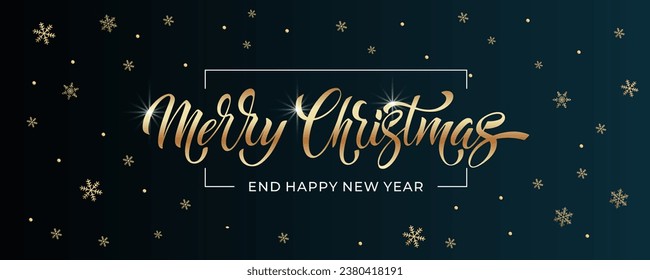 Merry Christmas and Happy New Year hand lettering calligraphy. Vector holiday illustration element. Typographic element for congratulations.