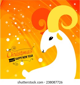 Merry Christmas and Happy new year card for 2015 year of Goat and Sheep