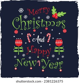 Merry Christmas and Happy New Year Victor Design. Retro, Clipart, PNG, illustration, Graphic, Cartoon T-shirt Design, Watercolor, Clipart, logotype, Sticker, Sublimation