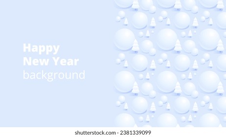 Merry Christmas and Happy New Year background for greeting cards, posters, holiday covers, banners and prints. Winter Landscape. Xmas template for web, social media. Vector Illustration