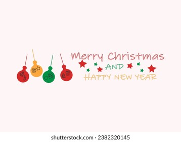 Merry Christmas and Happy New Year text. isolated vector illustration Merry Christmas and Happy New Year greeting.