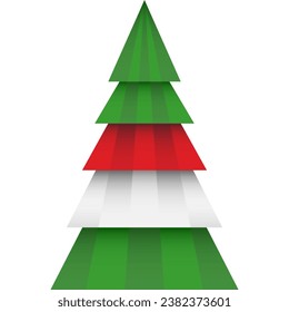 Merry Christmas and Happy New Year. Christmas tree - Indonesia-origami. Monaсo vector flag in geometric polygonal style.
Vector illustration.