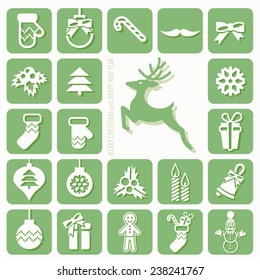 Merry Christmas and Happy New Year Icons Set. Vector illustration. Eps 10