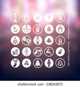 Merry Christmas and Happy New Year Icons Set. Vector Illustration. Eps 10