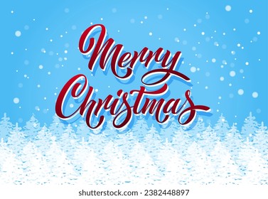 Merry Christmas and Happy New Year hand lettering calligraphy. Vector holiday illustration element. Typographic element for congratulations.