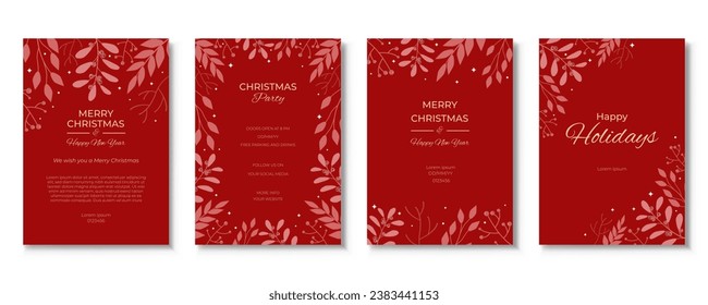 Merry Christmas and Happy New Year. Greeting card or poster template design with beautiful decoration