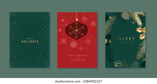 Merry Christmas and Happy New Year. Vector illustrations for background, greeting card, party invitation card, website banner, social media banner,  ,Happy Holidays, season's greeting