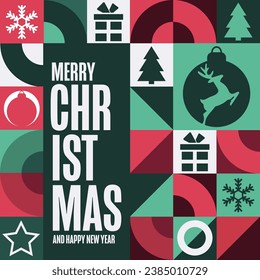 Merry Christmas and Happy New Year. Holiday concept. Template for background, banner, card, poster with text inscription. Vector EPS10 illustration